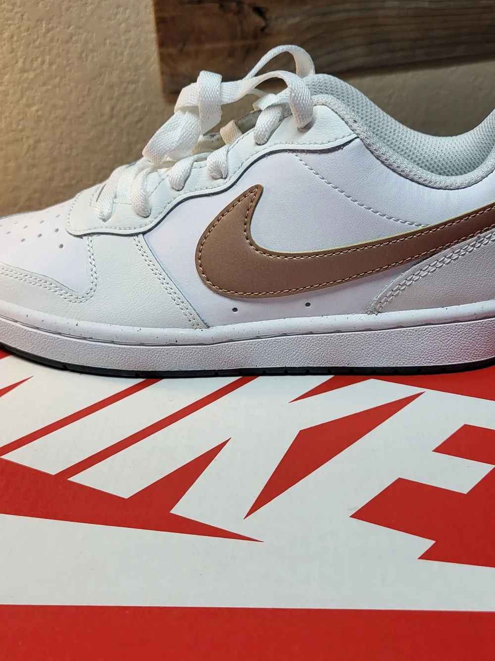 NEW Nike Court Borough Low 2 (GS) White/Metallic Red Bronze Shoes Sz 5Y Womn 7.5